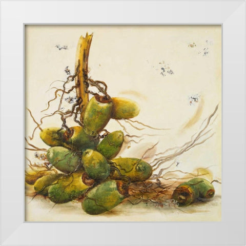 Racimo de Cocos I White Modern Wood Framed Art Print by Pinto, Patricia