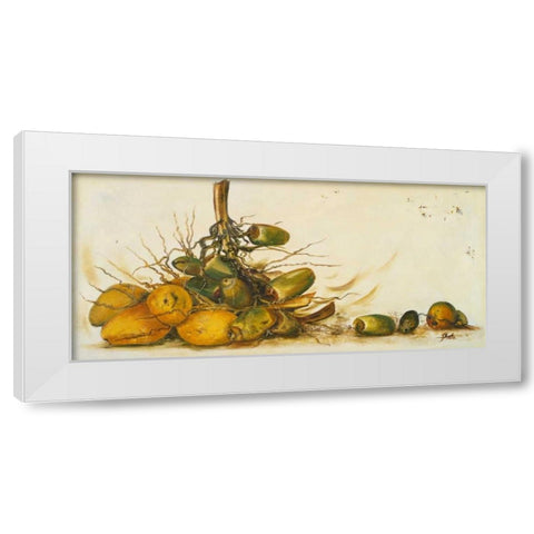 Racimo de Cocos III White Modern Wood Framed Art Print by Pinto, Patricia