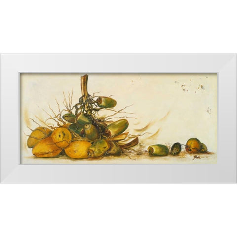 Racimo de Cocos III White Modern Wood Framed Art Print by Pinto, Patricia