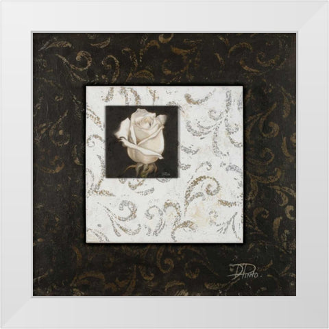 Ornaments and Rose I White Modern Wood Framed Art Print by Pinto, Patricia