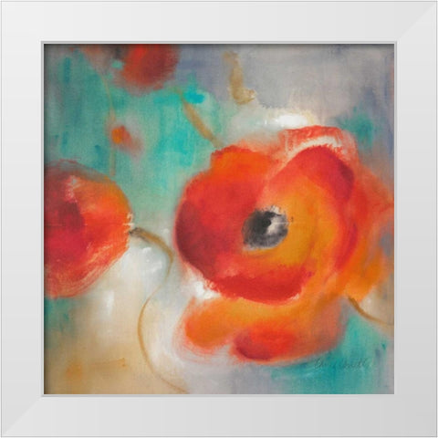 Scarlet Poppies in Bloom II White Modern Wood Framed Art Print by Loreth, Lanie