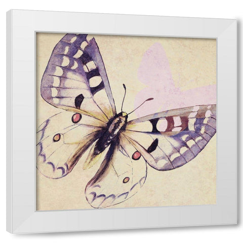 Lavender Butterfly on Cream White Modern Wood Framed Art Print by Pinto, Patricia