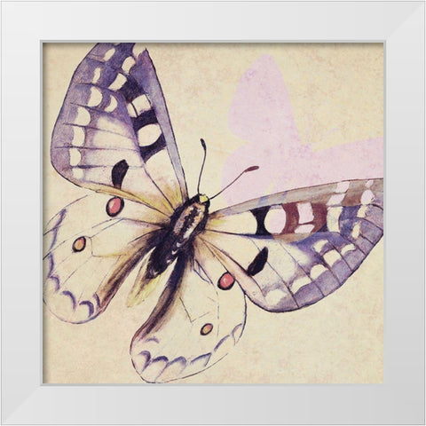 Lavender Butterfly on Cream White Modern Wood Framed Art Print by Pinto, Patricia