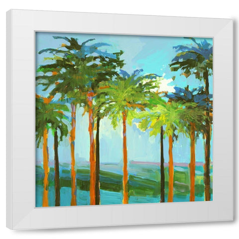 Sunny Palm Trees White Modern Wood Framed Art Print by Slivka, Jane