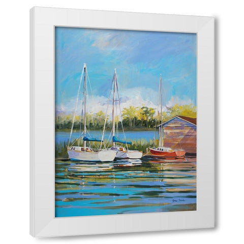 Boats White Modern Wood Framed Art Print by Slivka, Jane