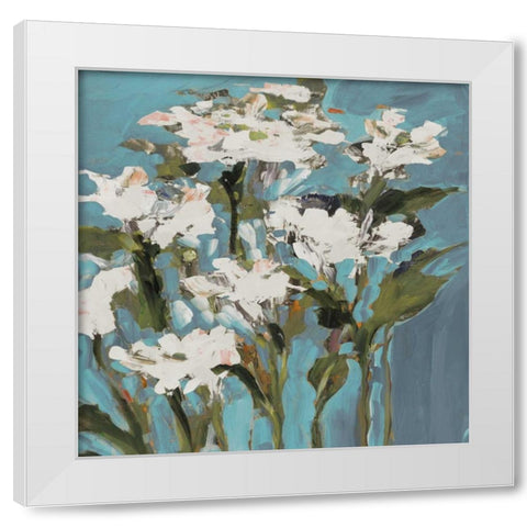 Wild Flowers on Blue I White Modern Wood Framed Art Print by Slivka, Jane