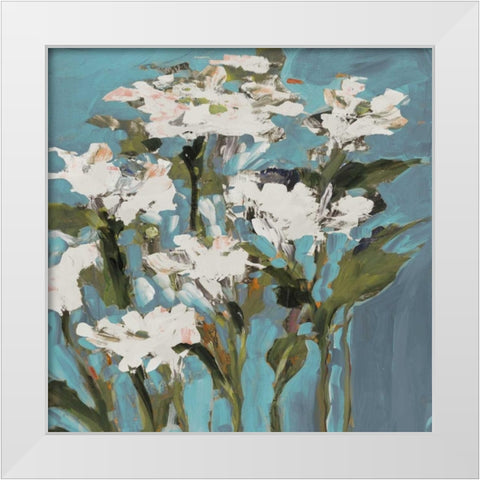 Wild Flowers on Blue I White Modern Wood Framed Art Print by Slivka, Jane