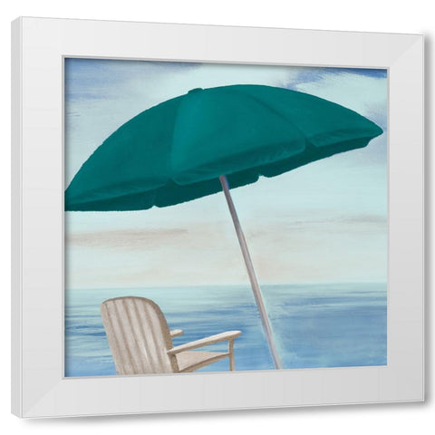 Umbrella By the Shore I White Modern Wood Framed Art Print by Rhyan, Vivien