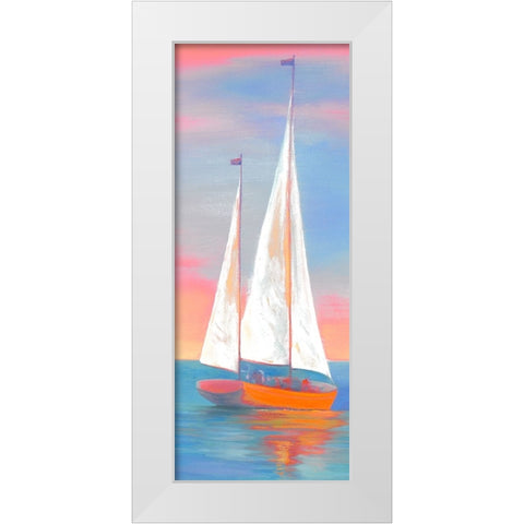 Sunset Sails White Modern Wood Framed Art Print by Rhyan, Vivien