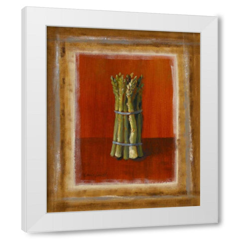 Asparagus On Orange White Modern Wood Framed Art Print by Loreth, Lanie