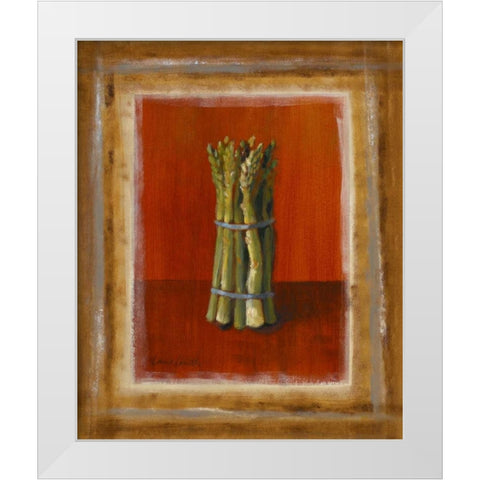 Asparagus On Orange White Modern Wood Framed Art Print by Loreth, Lanie