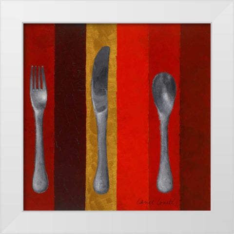 Bon Appetit Stripes I White Modern Wood Framed Art Print by Loreth, Lanie
