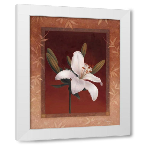 Tiger Lily White Modern Wood Framed Art Print by Rhyan, Vivien