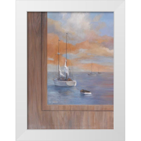 Sailing at Sunset I White Modern Wood Framed Art Print by Rhyan, Vivien