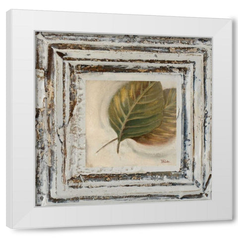 Flowers and Leaves Square VIII White Modern Wood Framed Art Print by Pinto, Patricia