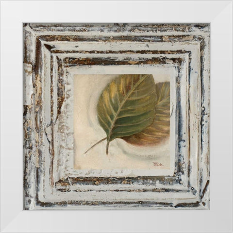 Flowers and Leaves Square VIII White Modern Wood Framed Art Print by Pinto, Patricia
