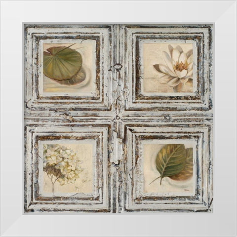 Flowers and Leaves II White Modern Wood Framed Art Print by Pinto, Patricia