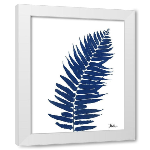 Indigo Ferns I White Modern Wood Framed Art Print by Pinto, Patricia