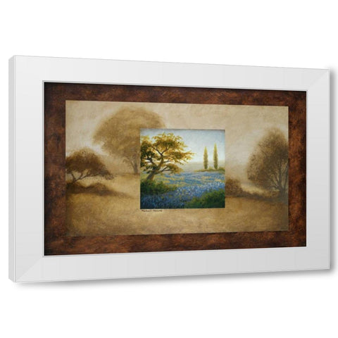 Field of Blue White Modern Wood Framed Art Print by Marcon, Michael