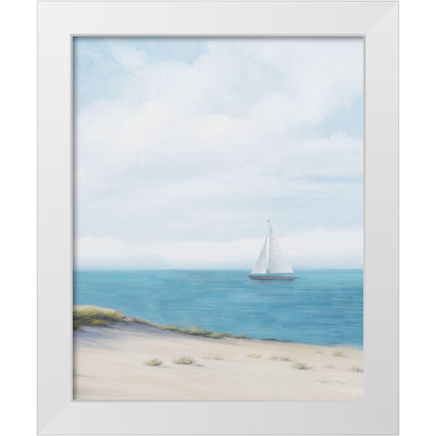 Shoreline Sailing I White Modern Wood Framed Art Print by Rhyan, Vivien