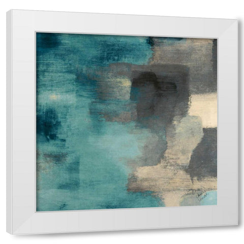 Blue Rain Square I White Modern Wood Framed Art Print by Loreth, Lanie