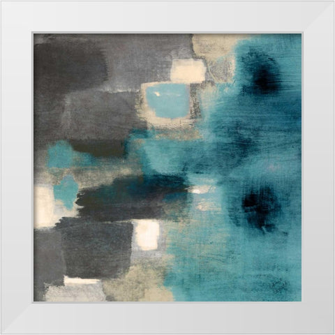 Blue Rain Square II White Modern Wood Framed Art Print by Loreth, Lanie