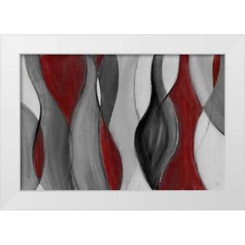 Coalescence - red gray black White Modern Wood Framed Art Print by Loreth, Lanie