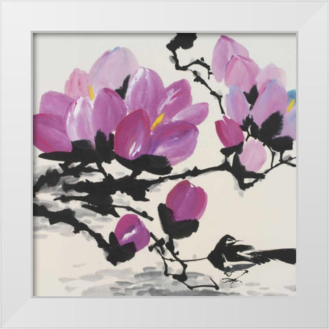 Sakura I White Modern Wood Framed Art Print by Urban Pearl Collection, Llc