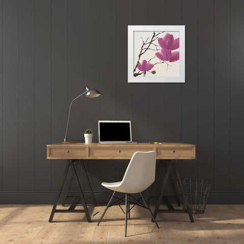 Sakura II White Modern Wood Framed Art Print by Urban Pearl Collection, Llc