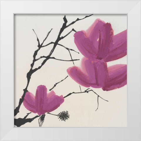 Sakura II White Modern Wood Framed Art Print by Urban Pearl Collection, Llc