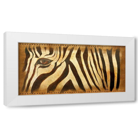 Zebra Eye White Modern Wood Framed Art Print by Pinto, Patricia