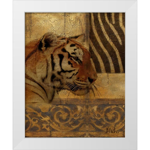 Elegant Safari II-Tiger White Modern Wood Framed Art Print by Pinto, Patricia