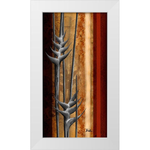 Heliconias and Stripes II White Modern Wood Framed Art Print by Pinto, Patricia