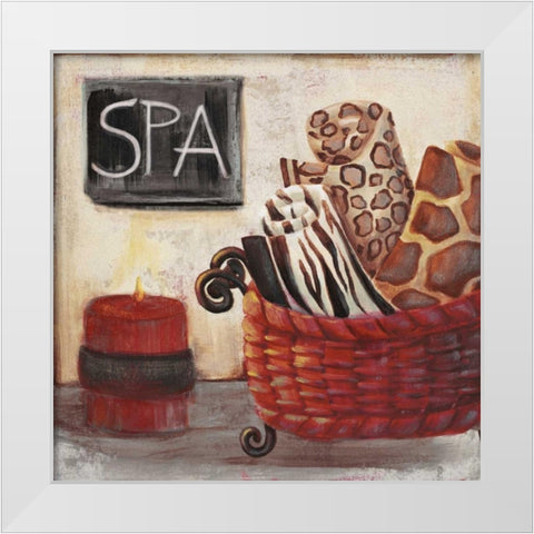 Red Jungle Spa I White Modern Wood Framed Art Print by Hakimipour-Ritter