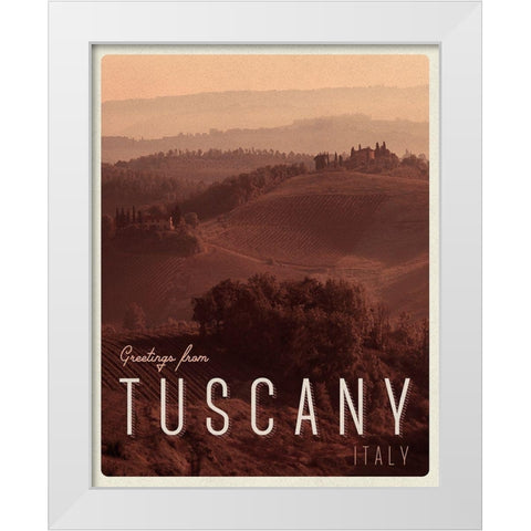 Greetings from Tuscany White Modern Wood Framed Art Print by Lake, Shelley