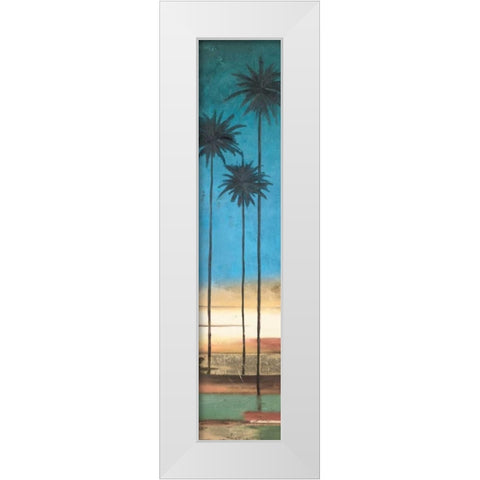 Thin Palms III - In Coastal Colors White Modern Wood Framed Art Print by Pinto, Patricia