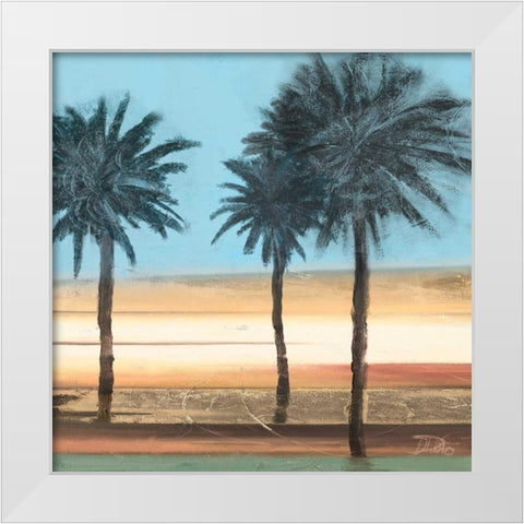 Coastal Palms on Aqua White Modern Wood Framed Art Print by Pinto, Patricia
