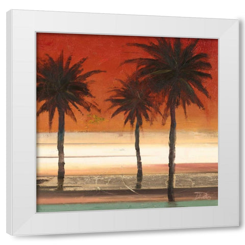 Red Coastal Palms II White Modern Wood Framed Art Print by Pinto, Patricia