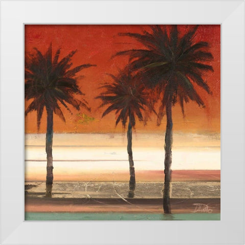 Red Coastal Palms II White Modern Wood Framed Art Print by Pinto, Patricia
