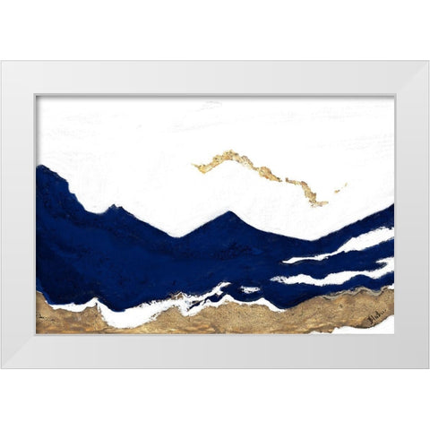 Navy and Gold Tierra II White Modern Wood Framed Art Print by Pinto, Patricia