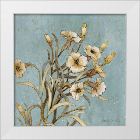 Wild Flowers on Blue I White Modern Wood Framed Art Print by Loreth, Lanie