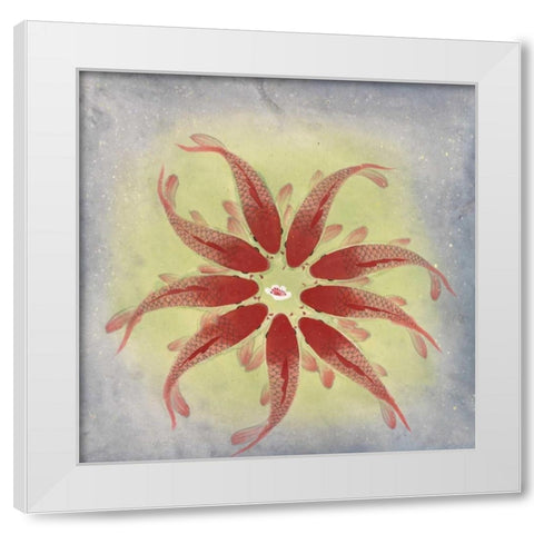 Synchronized Koi White Modern Wood Framed Art Print by Urban Pearl Collection, Llc