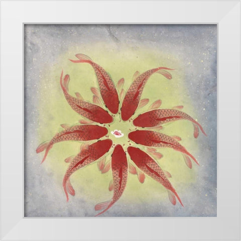 Synchronized Koi White Modern Wood Framed Art Print by Urban Pearl Collection, Llc
