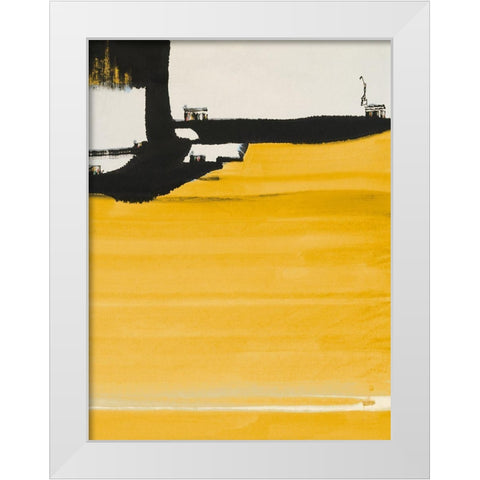 Yellow Abstract Vertical II White Modern Wood Framed Art Print by Urban Pearl Collection, Llc