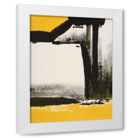 Yellow Abstract Vertical I White Modern Wood Framed Art Print by Urban Pearl Collection, Llc