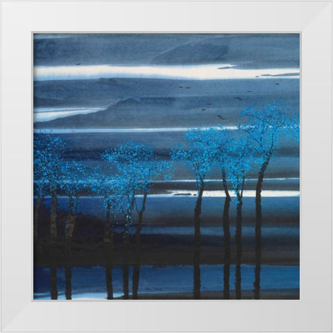 Indigo Forest II White Modern Wood Framed Art Print by Urban Pearl Collection, Llc