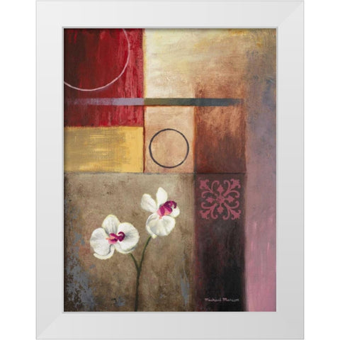 Flowers and Abstract Study I White Modern Wood Framed Art Print by Marcon, Michael