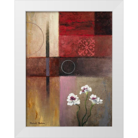 Flowers and Abstract Study II White Modern Wood Framed Art Print by Marcon, Michael