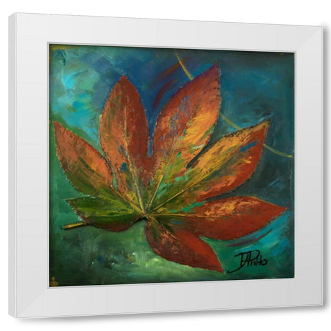 Blue Leaf I White Modern Wood Framed Art Print by Pinto, Patricia