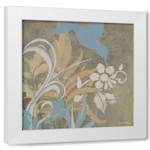 Blue Bird Silhouette I White Modern Wood Framed Art Print by Hakimipour-Ritter